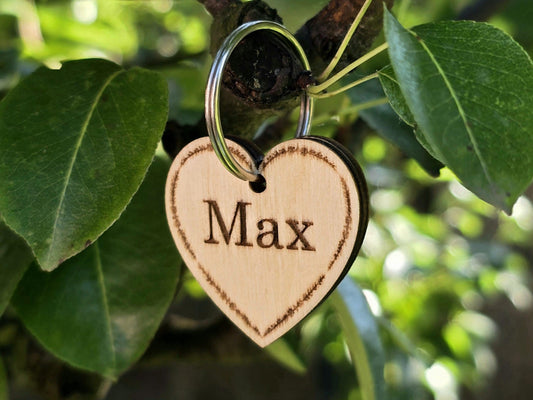 Wooden Heart Shaped Dog Tag