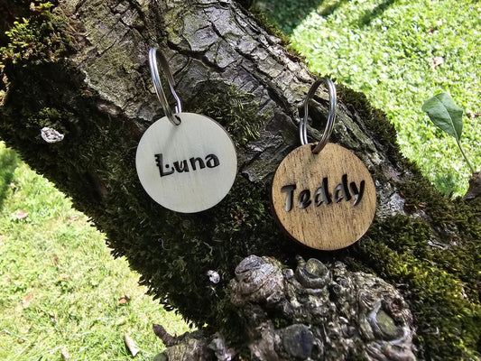 Personalized Circle Wooden Dog Tag