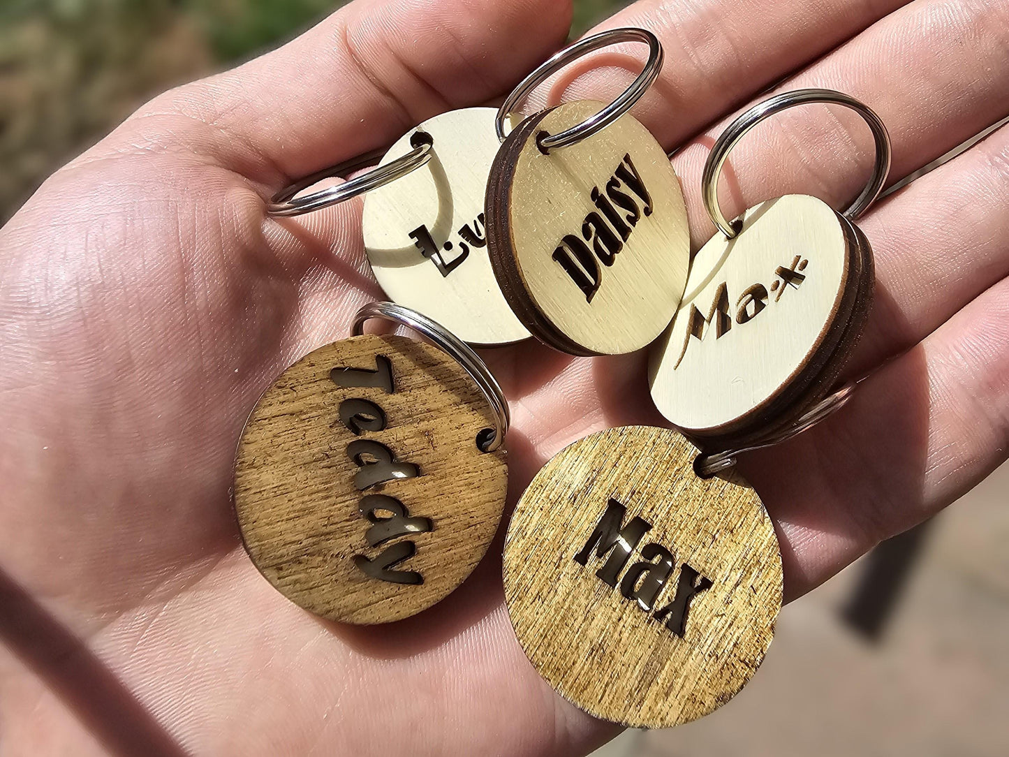 Personalized Circle Wooden Dog Tag