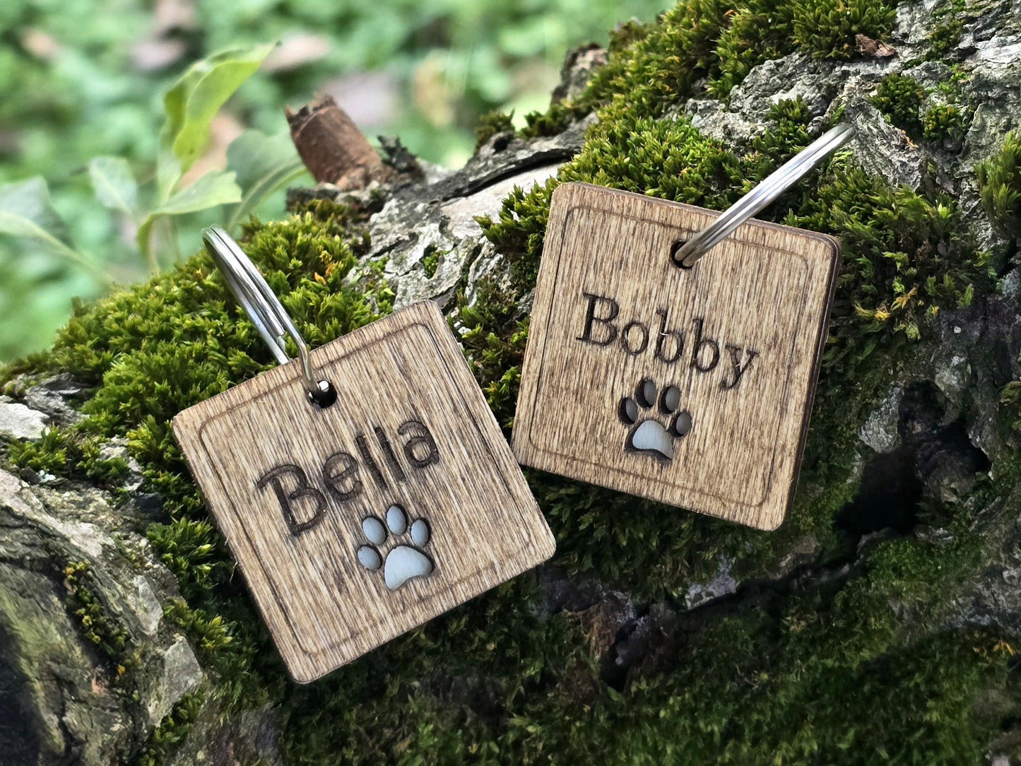 Square Wooden Pet Tag