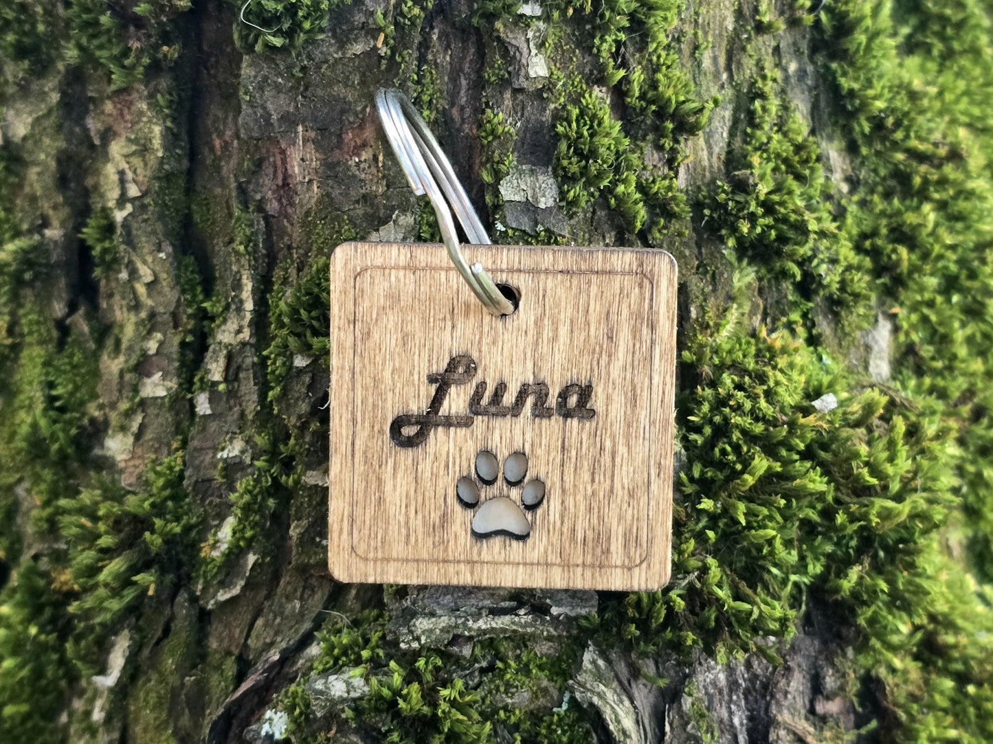 Square Wooden Pet Tag