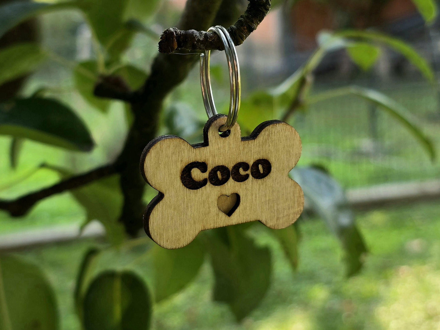 Wooden Bone Pet Tag