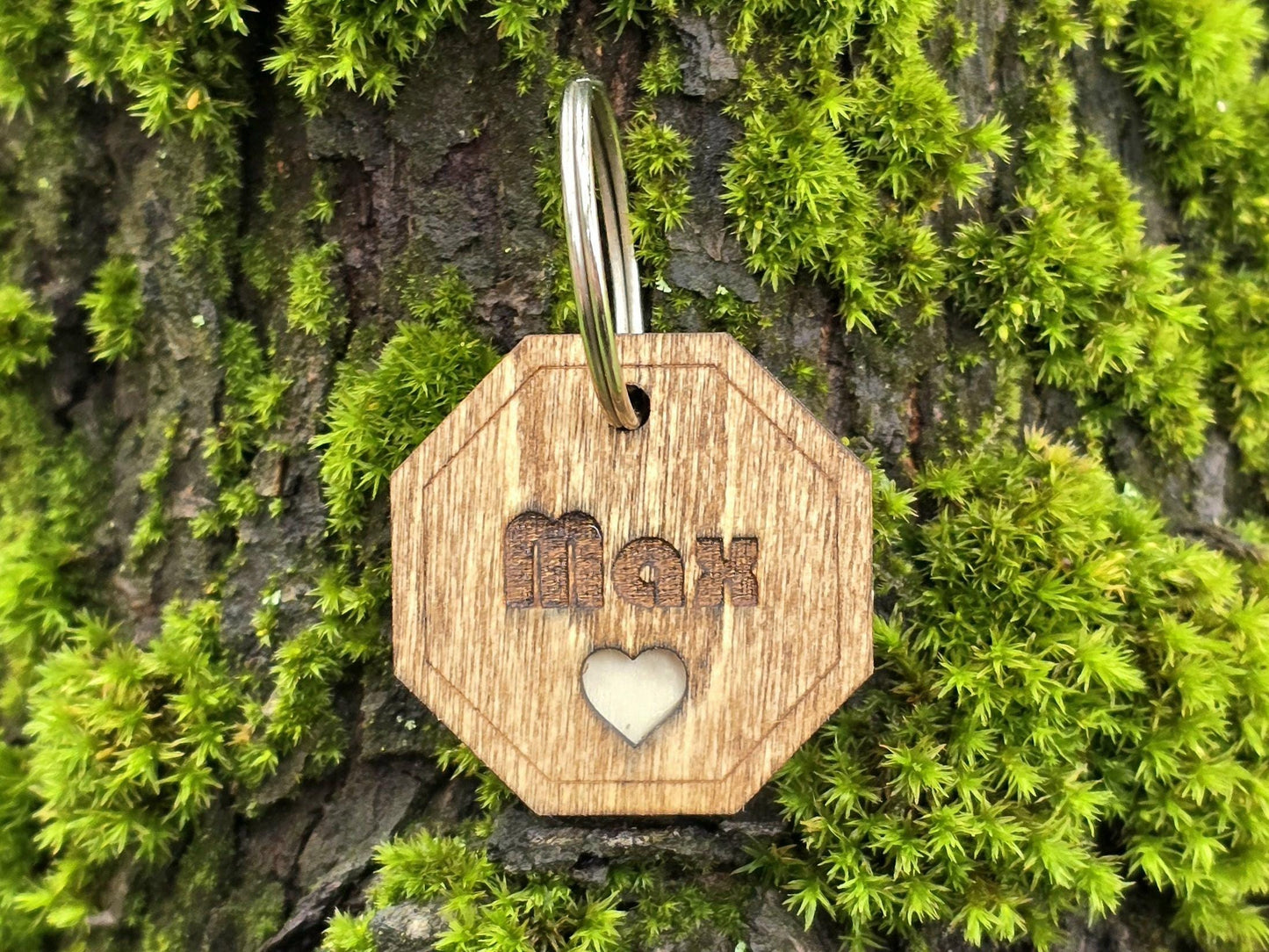 Wooden Octagon Shaped Dog Tag