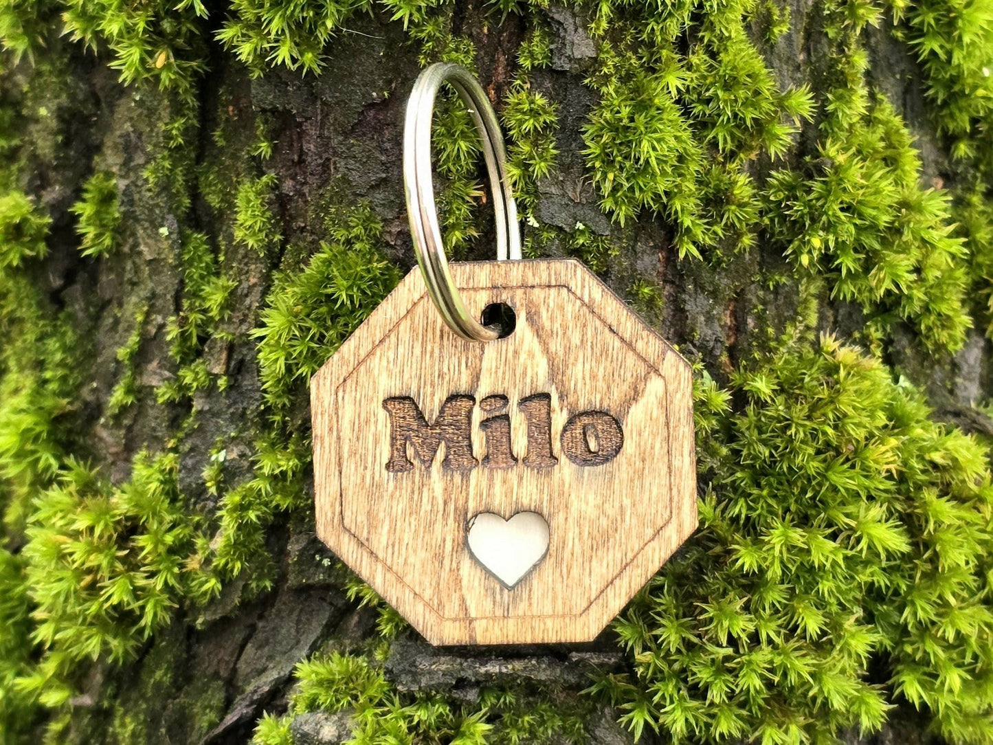 Wooden Octagon Shaped Dog Tag