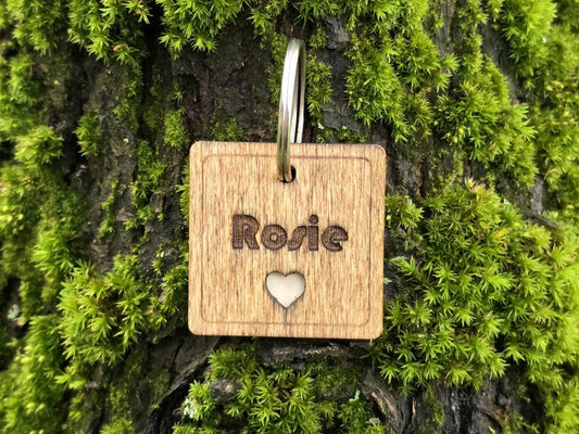 Wooden Square Dog Tag