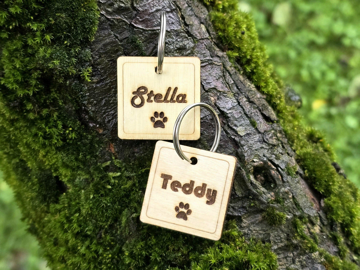 Square Wooden Pet Tag