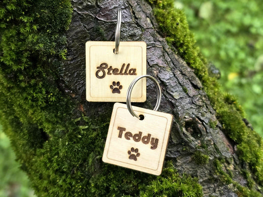 Square Wooden Pet Tag