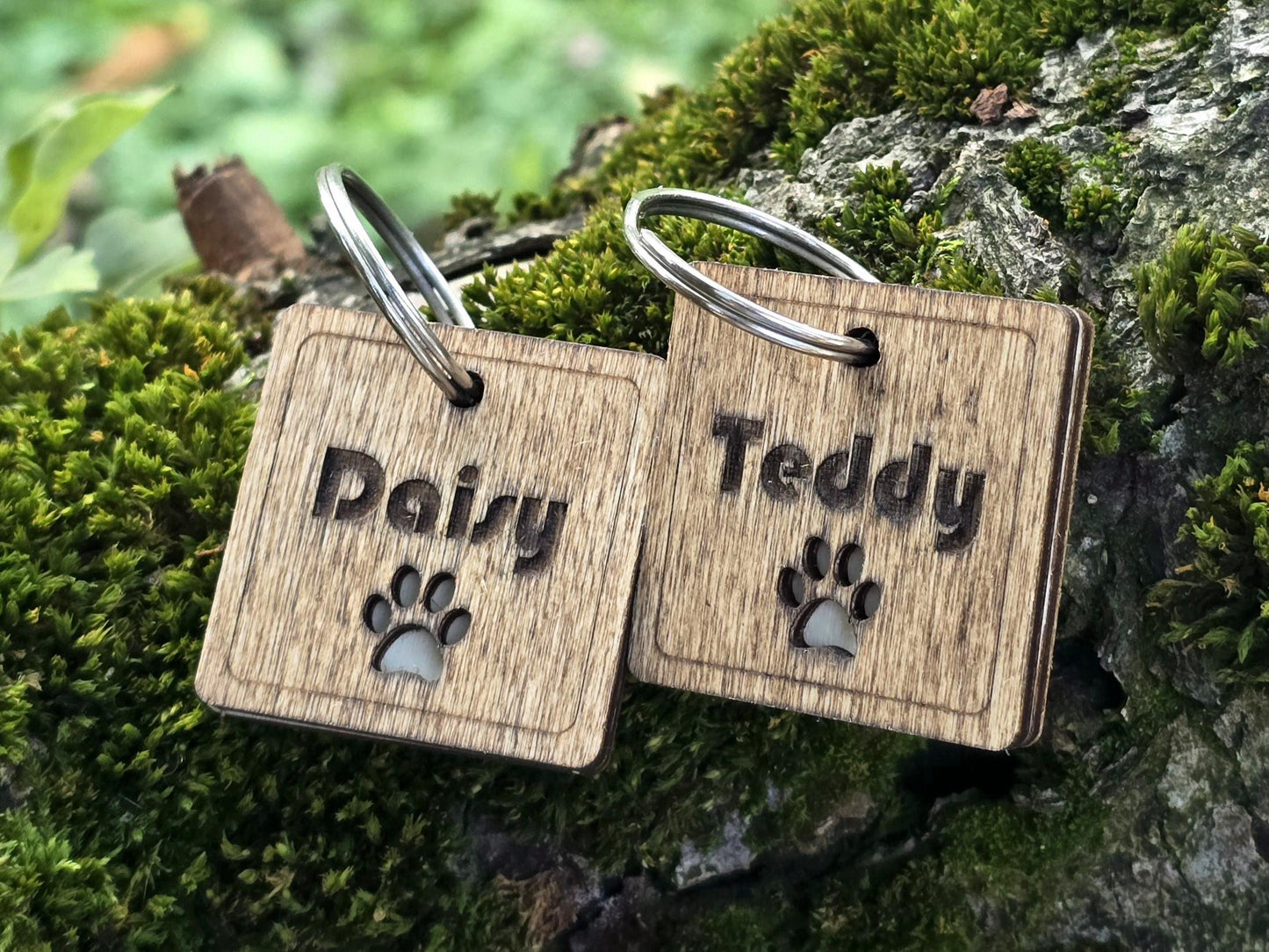 Square Wooden Pet Tag