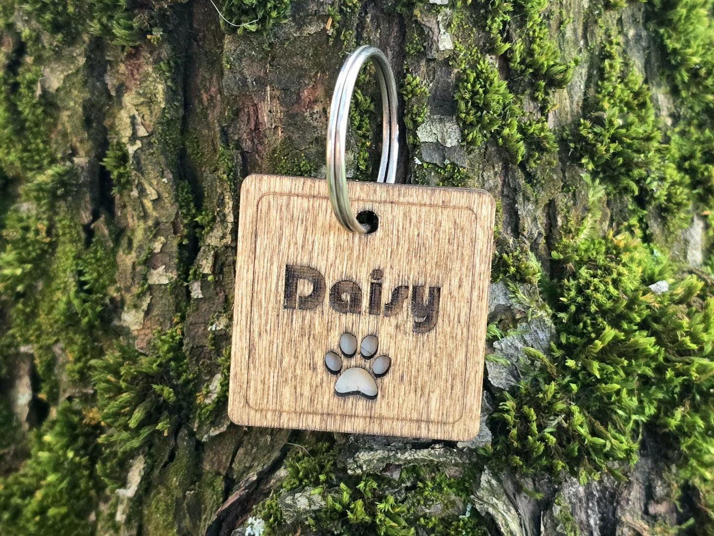 Square Wooden Pet Tag