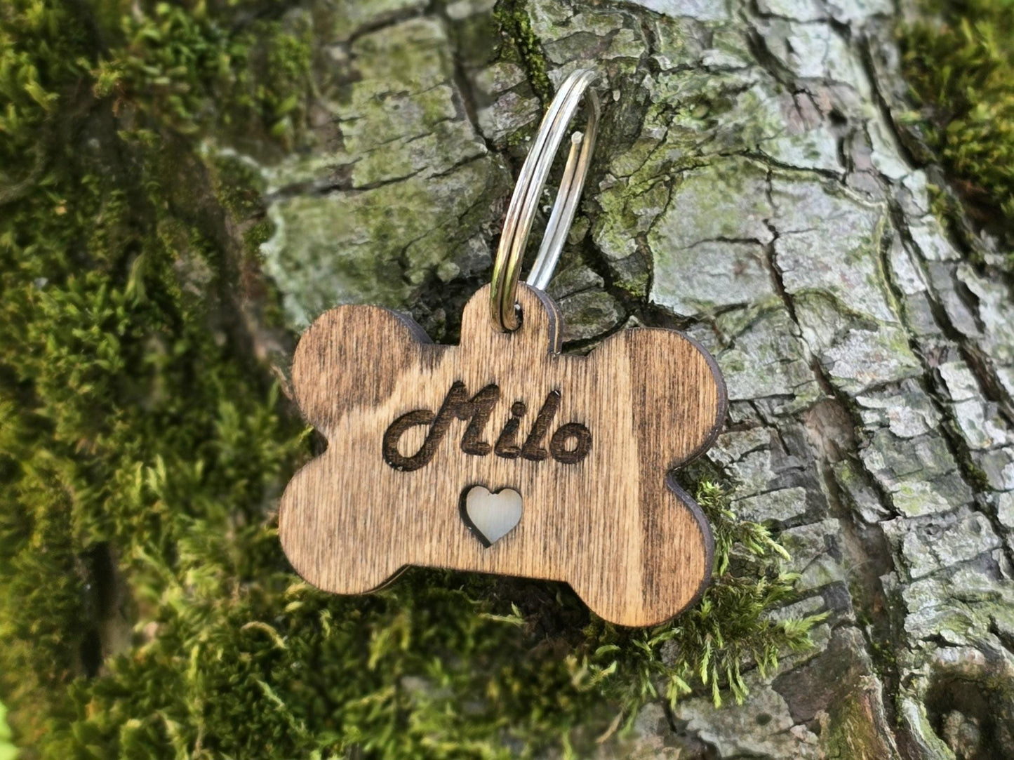 Wooden Bone Pet Tag