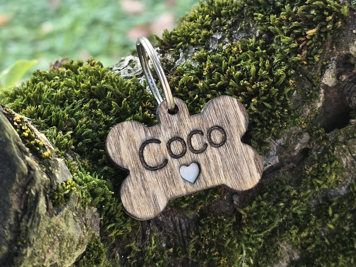 Wooden Bone Pet Tag